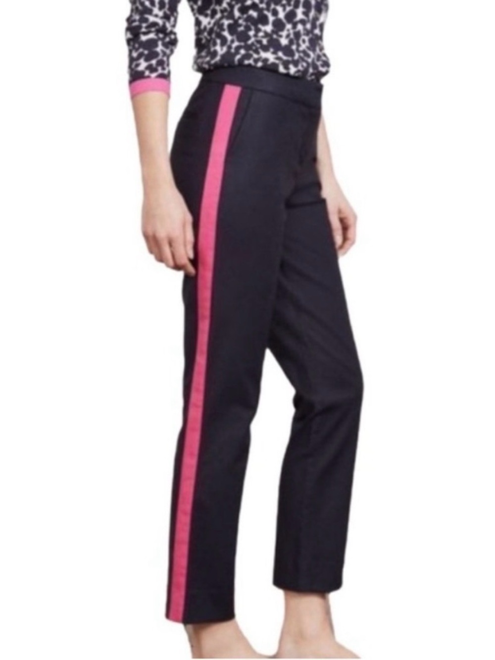 Boden Richmond Side Stripe Ankle Pants Navy Pink. Women’s 6 R